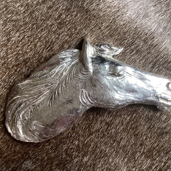 Vintage Outstanding Metal Statement Sized Horse Head Belt Buckle/Scarf Slide main image 10